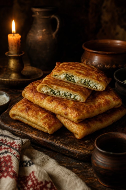 Golden pan-fried stuffed pastries