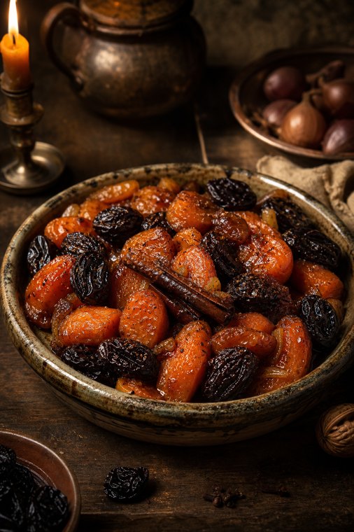 Glazed carrot and prune tzimmes