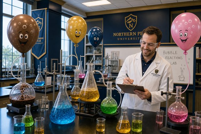 Science laboratory with beakers