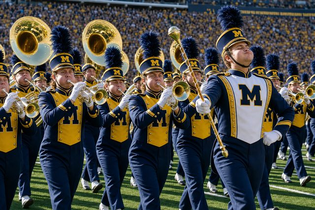 Marching band on a field