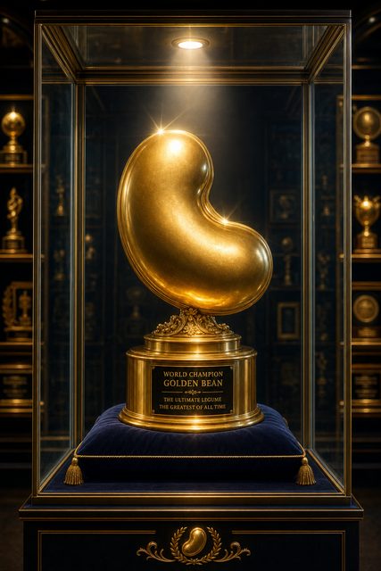 Golden bean-shaped trophy